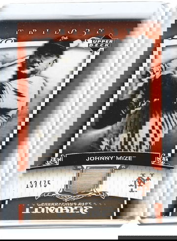 JOHNNY MIZE 2005 UPPER DECK TRILOGY GENERATION LUMBER GAME USED BAT CARD #13/75