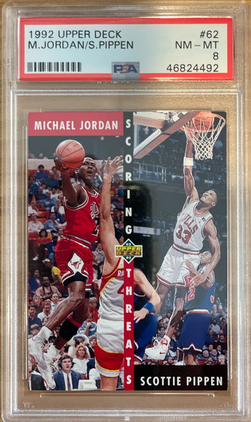 Michael Jordan AND Scottie Pippen - LAST DANCE - 1992 Upper Deck #62 "Scoring Threats" PSA 8 NM-MT