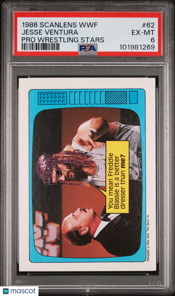 1986 Scanlens WWF Pro Wrestling Stars Jesse Ventura #62 PSA 6
