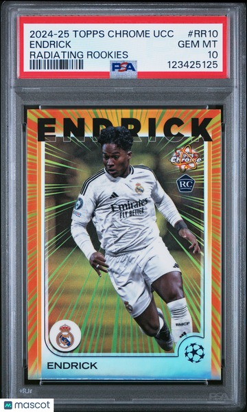 2024-25 Topps Chrome UEFA Club Competitions Radiating Rookies Endrick #RR10 PSA 10
