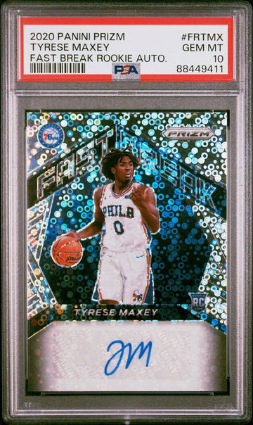 2020 Panini Prizm Fast Break Rookie Autograph Prizm Tyrese Maxey #35 PSA 10