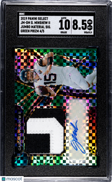 2019 Panini Select Gardner Minshew II #JM-GM Jumbo Mat. Sigs. Green Prizm SGC 8.5 Auto 10