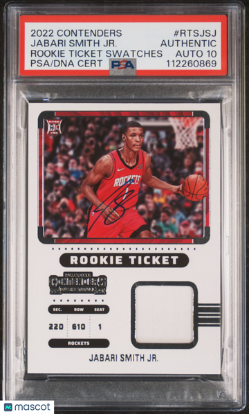 2022 Panini Contenders Rookie Ticket Swatches Jabari Smith JR. #RTSJSJ PSA A Auto 10
