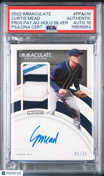 2022 Panini Immaculate Collection Prospect Patch Autographs Curtis Mead #PPACM Pros. Pat. Au Holo Silver /25 PSA A Auto