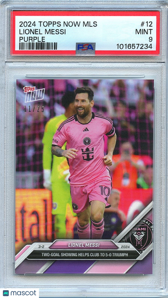 2024 Topps Now Mls Lionel Messi #12 Purple Parallel/Variety Base Set PSA 9