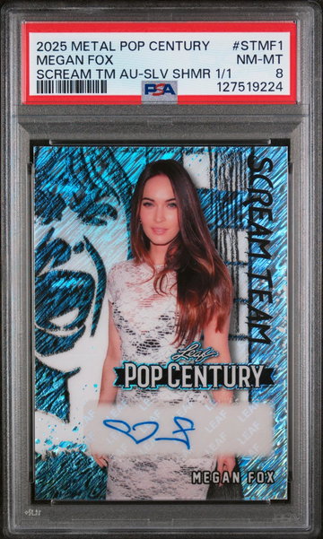 2025 Leaf Metal Pop Century Scream Team Autographs Silver Shimmer 1/1 Megan Fox #STMF1 PSA 8
