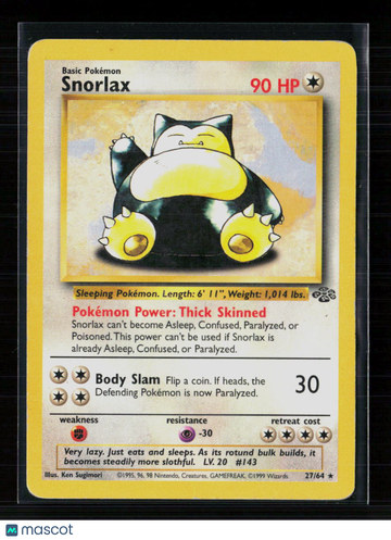 1999 Jungle Snorlax Rare #27/64