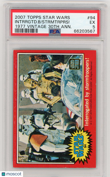 2007 Topps Star Wars 1977 Vintage 30th Anniversary Stamped Card Intrrgtd. B Strmtrprs! #94 PSA 5