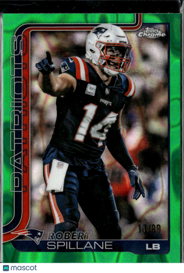Robert Spillane 2023 Topps Chrome Green Wave /99 New England Patriots