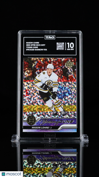 2023 Upper Deck Mason Lohrei Young Guns Speckled Rainbow Foil Rookie TAG 10