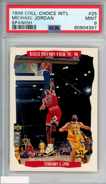 1996 COLLECTORS CHOICE INTERNATIONAL MICHAEL JORDAN #25 SPANISH PSA 9 MINT