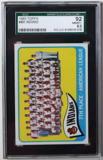 1965 Topps #481 Cleveland Indians SGC 92 NM-MT + 8.5