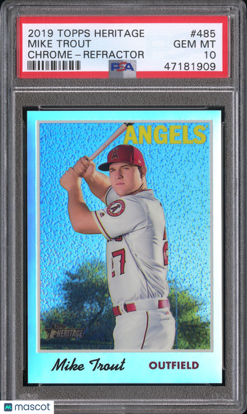 2019 Topps Heritage Mike Trout #485 Chrome Refractor PSA 10
