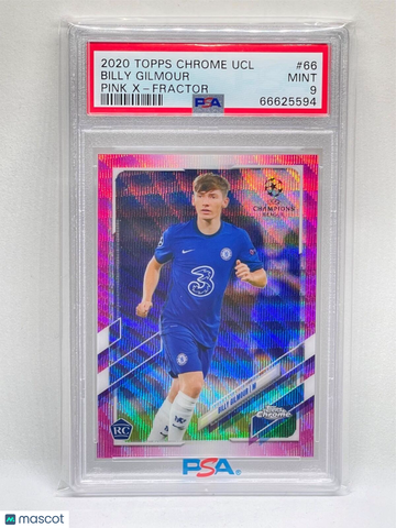 2020 Topps Chrome UEFA Champions League Billy Gilmour #66 Pink X Fractor PSA 9