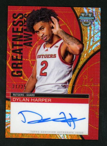 2024 Bowman GAA-DH Dylan Harper Greatness Awaits /25 VG Rutgers Auto