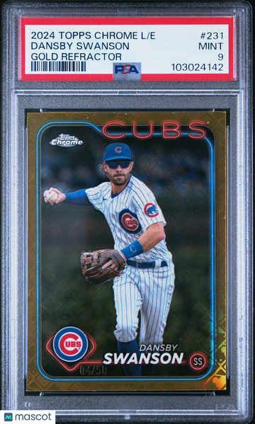2024 Topps Chrome Logofractor Edition Dansby Swanson #231 Gold Refractor /50 PSA 9