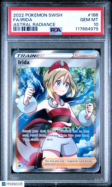 2022 Pokemon Sword & Shield Astral Radiance Irida Astral Radiance Fa PSA 10 #186