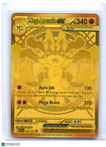 Mega Evolution Base Set Mega Lucario ex Gold Mega Hyper Rare #188/132