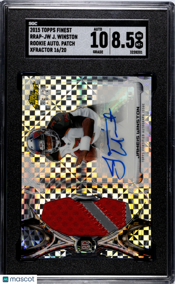 2015 Topps Finest Jameis Winston #RRAP-JW Rookie Autograph Patch Xfractor SGC 8.5 Auto 10
