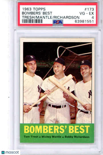 1963 Topps Mickey Mantle #173 Tresh Mantle Richardson PSA 4