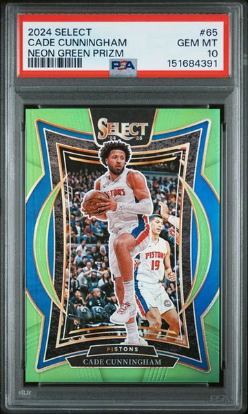 2024 Select | Cade Cunningham | Neon Green Prizm | 17/75 | PSA 10 | #65