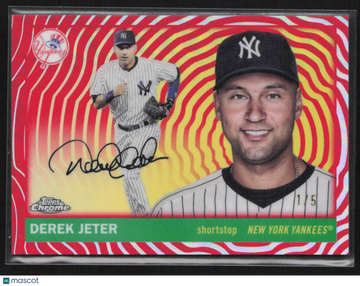 2025 Topps Chrome Derek Jeter #458 Red Wave Refractor /5 Auto Yankees Baseball Card