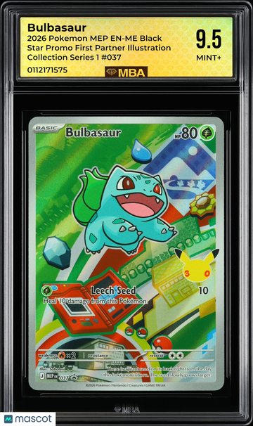 2026 Pokemon MEP EN-ME Black Star Promo Bulbasaur #037 First Partner Illustration Collection Series 1 MBA 9.5