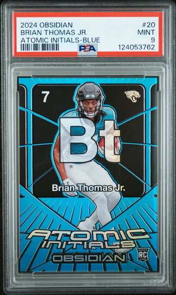 2024 Panini Obsidian Atomic Initials Blue Brian Thomas Jr. #20 /25 PSA 9