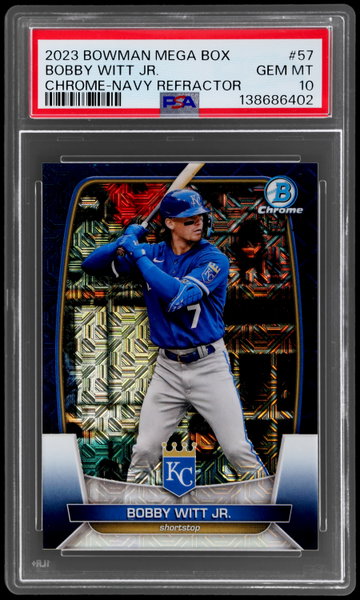 2023 Bowman Chrome Mega Box Bobby Witt Jr. Navy Refractor PSA 10