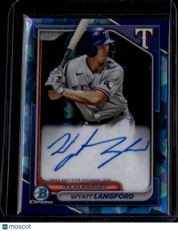 2024 Bowman Chrome Wyatt Langford #BSPA-WLA Blue Lunar Glow Refractor /13.