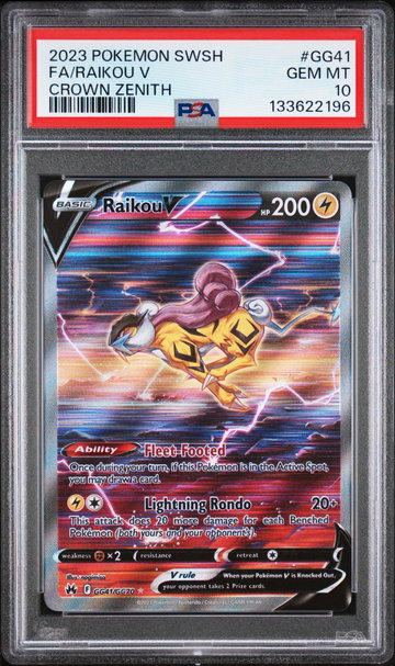 2023 Pokemon Sword and Shield Crown Zenith Raikou V #GG41 PSA 10