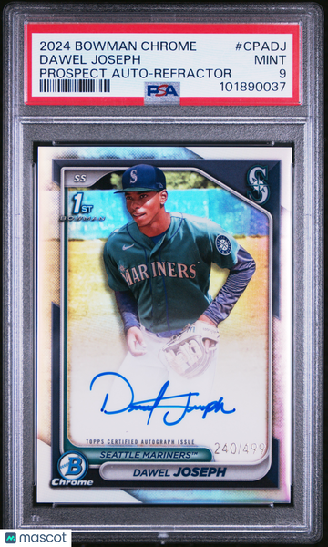 2024 Bowman Chrome Prospect Autographs Dawel Joseph #CPADJ Refractor /499 PSA 9