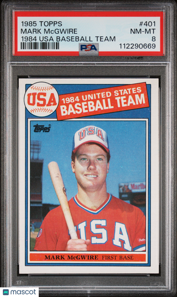 1985 Topps Mark Mcgwire #401 1984 Usa Baseball Team PSA 8
