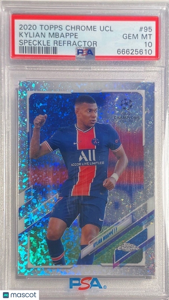 2020 Topps Chrome UEFA Champions League Kylian Mbappe #95 Speckle Refractor PSA 10