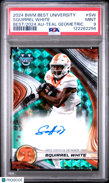 2024 Bowman Best University Best Of 2024 Autographs Squirrel White #SW Teal Geometric /15 PSA 9 Topps