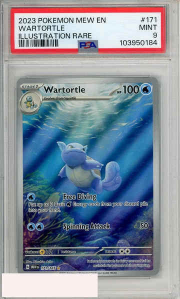 2023 POKEMON MEW EN-151 WARTORTLE #171 ILLUSTRATION RARE PSA 9 MINT