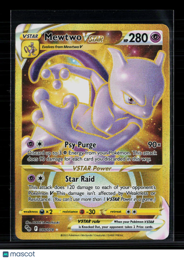 2022 GO Mewtwo VSTAR Holo Secret Rare UR #86/78