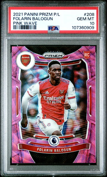 2021 PANINI PRIZM PREMIER LEAGUE FOLARIN BALOGUN PINK WAVE SSP #208 RC PSA 10