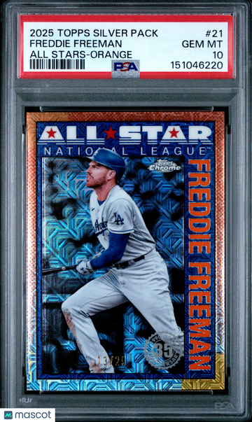 2025 Topps Silver Pack 1990 Chrome All Stars Freddie Freeman #21 Orange /25 PSA 10