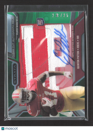 2013 Topps Strata Quinton Patton #CCAR-QP /25 Player-Worn Relic Clear Cut Autograph Relic RC