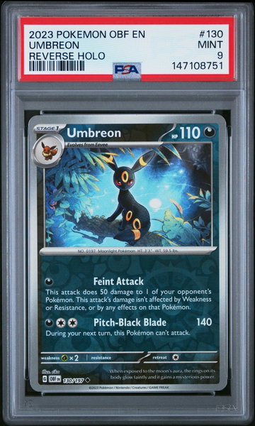 2023 Pokemon Scarlet and Violet Obsidian Flames Gamestop Exclusive Reverse Holo Umbreon #130 PSA 9