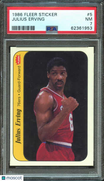 Julius Erving 1986 Fleer Sticker PSA 7