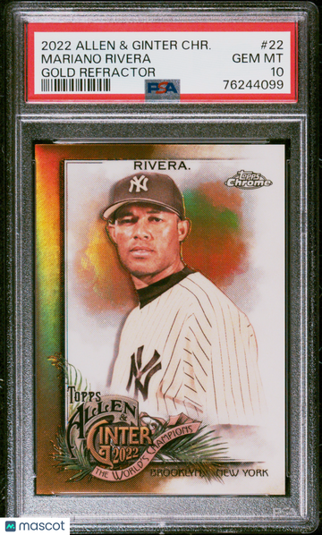 2022 Topps Allen & Ginter Chrome Mariano Rivera #22 Gold Refractor PSA 10