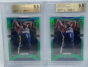 2019 Zion Williamson Green Prizm BGS 9.5 Gem Mint Lot (2)