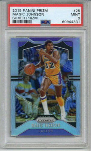 2019 PANINI PRIZM SILVER PRIZM #25 MAGIC JOHNSON BASKETBALL CARD LAKERS PSA 9