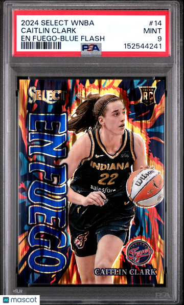 2024 Panini Select WNBA EN Fuego Caitlin Clark #14 Blue Flash /99 Short Print Nicely Centered Parallel/Variety Rookie Ba