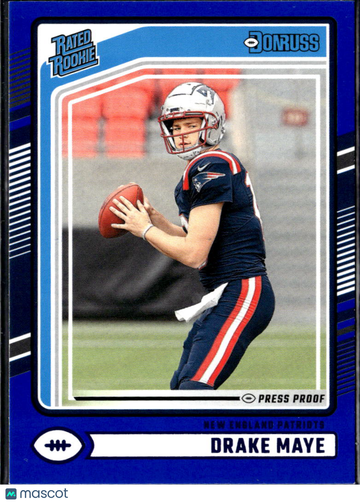 Drake Maye 2024 Panini Donruss Blue Press Proof New England Patriots