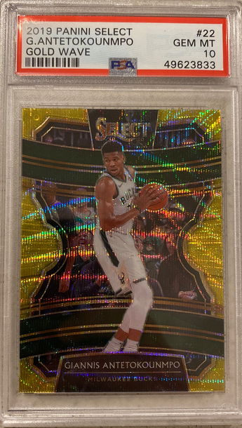 2019 Panini Select Giannis Antetokounmpo Gold Wave PSA 10