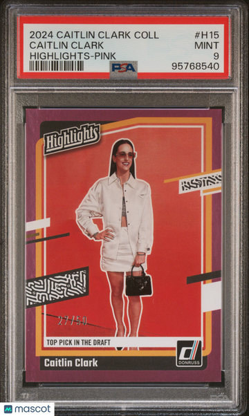 2024 Panini Caitlin Clark Collection Highlights Caitlin Clark #H15 Pink /50 PSA 9