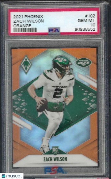 2021 Panini Phoenix Zach Wilson #102 Orange PSA 10